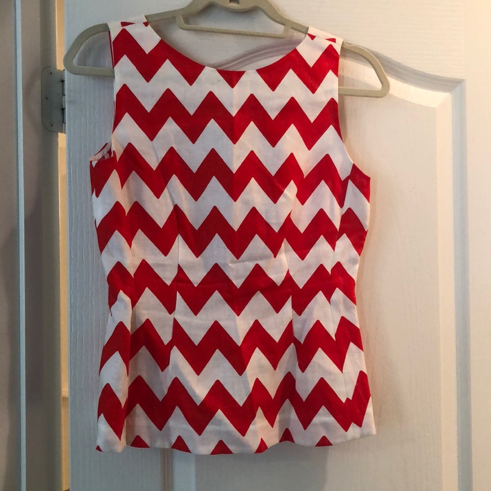 White and Orange Kate Spade peplum top